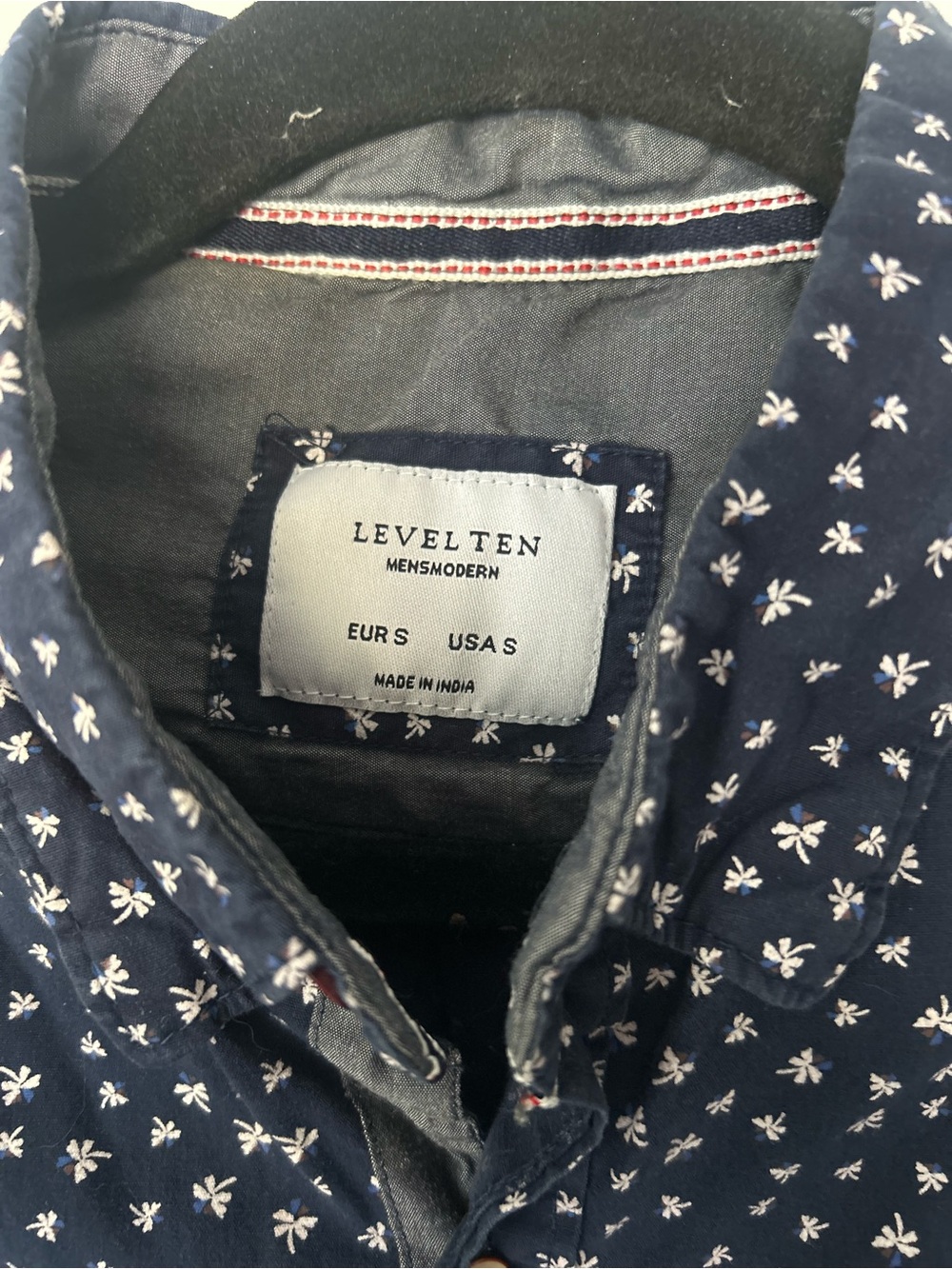 Level Ten Mens Modern Navy Floral Print Button Front Shirt Size Small